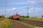 145 002-2 DB Schenker Rail Deutschland AG mit einem gemischtem Gterzug in Satzkorn und fuhr in Richtung Golm weiter. Netten Gru an den Tf! 17.08.2012