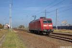 145 019-6 DB Schenker Rail Deutschland AG kam als Lz durch Satzkorn gefahren und fuhr in Richtung Golm weiter. 20.10.2012