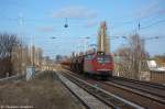 145 047-7 DB Schenker Rail Deutschland AG mit einem Getreidezug in Berlin-Karow und fuhr in Richtung Karower Kreuz weiter.