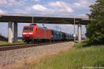 145 034-5 DB Schenker Rail Deutschland AG mit einem PKP Cargo Falns Ganzzug bei Nennhausen und fuhr in Richtung Rathenow weiter.