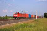 145 034-5 DB Schenker Rail Deutschland AG mit einem Containerzug in Vietznitz und fuhr in Richtung Wittenberge weiter. 12.06.2013