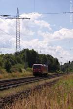 145 033-7 DB Schenker Rail Deutschland AG stand in Satzkorn und hatte auf eine Rangierfahrt gewartet. 01.08.2013