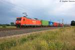 145 067-5 DB Schenker Rail Deutschland AG mit einem Containerzug in Vietznitz und fuhr in Richtung Wittenberge weiter. 10.08.2013 