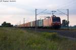 145 035-2 DB Schenker Rail Deutschland AG mit einem Containerzug in Vietznitz und fuhr in Richtung Nauen weiter. Netten Gru an den Tf! 10.08.2013