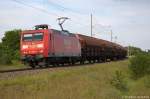 br-6145-traxx-vorserie/344329/145-058-4-db-schenker-rail-deutschland 145 058-4 DB Schenker Rail Deutschland AG mit einem Tadgs Ganzzug in Stendal und fuhr in Richtung Salzwedel weiter. 26.05.2014 