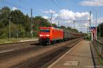 145 012-1 DB Schenker Rail Deutschland AG mit einem gemischtem Güterzug in Niederndodeleben und fuhr in Richtung Braunschweig weiter.
