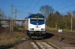 ME 146-05  Rotenburg (Wmme)  (146 505-3) metronom Eisenbahngesellschaft mbH mit dem metronom (ME 82837) von Uelzen nach Gttingen, bei der Einfahrt in Suderburg. 23.03.2012