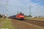 152 050-1 DB Schenker Rail Deutschland AG mit einem gemischtem Gterzug in Satzkorn und fuhr in Richtung Golm weiter. 02.10.2012