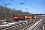 152 114-5 DB Schenker Rail Deutschland AG mit einem Containerzug in Elze(Han) und fuhr in Richtung Kreiensen weiter. 15.03.2013