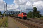 152 115-2 DB Schenker Rail Deutschland AG mit einem gemischtem Güterzug in Niederndodeleben und fuhr in Richtung Magdeburg weiter. 12.08.2014