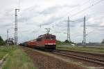 br-6155-dr-250/196377/155-024-3-db-schenker-rail-deutschland 155 024-3 DB Schenker Rail Deutschland AG mit einem gemischtem Gterzug in Satzkorn, in Richtung Golm unterwegs. 10.05.2012