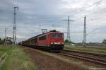 155 270-2 DB Schenker Rail Deutschland AG mit Schiebewagen in Satzkorn in Richtung Golm unterwegs.
