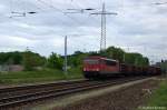 155 157-1 DB Schenker Rail Deutschland AG mit Eanos Ganzzug in Satzkorn, in Richtung Priort unterwegs.