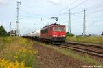 br-6155-dr-250/215598/155-210-8-db-schenker-rail-deutschland 155 210-8 DB Schenker Rail Deutschland AG mit einem Kesselzug in Satzkorn und fuhr in Richtung Golm weiter. 17.08.2012