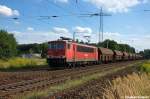 155 168-8 DB Schenker Rail Deutschland AG mit einem Tadgs Ganzzug in Satzkorn und fuhr in Richtung Priort weiter. 23.08.2012