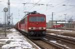 155 245-4 DB Schenker Rail Deutschland AG mit einem Kalizug nach Zielitz, bei der Durchfahrt in Stendal. 17.03.2013