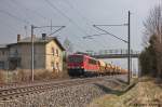 155 207-4 DB Schenker Rail Deutschland AG mit einem Harnstoffzug in Vietznitz und fuhr in Richtung Friesack weiter. 16.04.2013