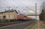 155 194-4 DB Schenker Rail Deutschland AG mit einem Harnstoffzug in Vietznitz und fuhr in Richtung Friesack weiter.