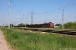 155 096-1 DB Schenker Rail Deutschland AG stand mit einem Facns Ganzzug in Satzkorn und hatte auf die Abfahrt gewartet. 16.05.2013