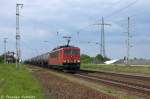 155 031-8 DB Schenker Rail Deutschland AG mit einem Kesselzug  Dieselkraftstoff oder Gasl oder Heizl (leicht)  in Satzkorn und fuhr in Richtung Golm weiter. 16.05.2013