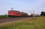 155 006-0 DB Schenker Rail Deutschland AG mit einem gemischtem Gterzug in Vietznitz und fuhr in Richtung Wittenberge weiter. 12.06.2013