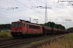 155 260-3 DB Schenker Rail Deutschland AG mit einem Gterzug in Satzkorn und fuhr in Richtung Priort weiter.