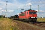 br-6155-dr-250/289078/155-267-8-db-schenker-rail-deutschland 155 267-8 DB Schenker Rail Deutschland AG mit einem Militrzug in Satzkorn und fuhr in Richtung Golm weiter. 23.08.2013