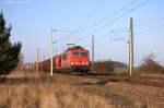 br-6155-dr-250/327756/155-252-0-db-schenker-rail-deutschland 155 252-0 DB Schenker Rail Deutschland AG mit einem leeren Kalipendelzug von Wismar nach Baalberge in Demker. 11.03.2014