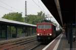 155 140-7 DB Schenker Rail Deutschland AG mit einem gemischtem Gterzug, bei der Durchfahrt im Brandenburger Hbf und fuhr in Richtung Werder(Havel) weiter. 27.05.2014