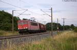 155 013-6 DB Schenker Rail Deutschland AG mit einem Kalizug in Stendal und fuhr in Richtung Wittenerge weiter. 27.06.2014