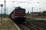 155 037-5 DB Schenker Rail Deutschland AG mit einem Kalizug, bei der Durchfahrt in Stendal und fuhr in Richtung Magdeburg weiter. 21.07.2014
