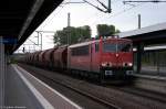 155 135-7 DB Schenker Rail Deutschland AG mit einem Kalizug im Brandenburger Hbf und fuhr weiter in Richtung Magdeburg. 25.08.2014