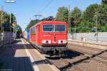 155 061-5 DB Schenker Rail Deutschland AG mit einem Containerzug in Bienenbüttel und fuhr weiter in Richtung Uelzen. 01.10.2015