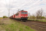 155 037-5 DB Cargo mit einem leer Kalizug in Stendal und fuhr weiter in Richtung Magdeburg.