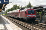 182 005 mit dem RE1 (RE 3189) von Brandenburg Hbf nach Berlin Ostbahnhof im Brandenburger Hbf.