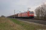 185 159-1 & 185 042-9 DB Schenker Rail Deutschland AG mit einem Falns Ganzzug in Vietznitz und fuhren in Richtung Nauen weiter. Netten Gru an den Tf! 26.04.2013