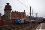 185 524-6 ITL Eisenbahn GmbH mit einem Kesselzug  Umweltgefhrdender Stoff, flssig  in Rathenow.