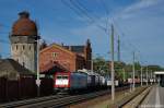 185 650-9 ITL Eisenbahn GmbH mit einem Containerzug in Rathenow und fuhr in Richtung Stendal weiter. 23.07.2012