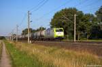 185 541-0 Captrain Deutschland GmbH fr ITL Eisenbahn GmbH mit einem Kesselzug bei Rathenow und fuhr in Richtung Stendal weiter. 24.07.2012
