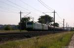 185-CL 005 (185 505-5) & 185 543-6 Captrain Deutschland GmbH fr ITL Eisenbahn GmbH mit einem Kesselzug  Umweltgefhrdender Stoff, flssig  bei Rathenow und fuhren in Richtung Wustermark weiter. 25.07.2012