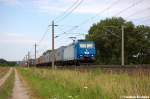 185 519-6 Alpha Trains fr ITL Eisenbahn GmbH mit einem Containerzug bei Rathenow und fuhr in Richtung Stendal weiter.