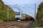 185 548-5 ITL Eisenbahn GmbH mit einem Kesselzug, wechselte in Nennhausen von dem linken Gleis wieder auf das rechte Gleis und fuhr in Richtung Rathenow weiter. Netten Gru an den Tf! 18.10.2012 