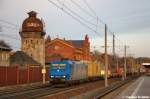 185 522-0 Alpha Trains fr ITL Eisenbahn GmbH mit einem Containerzug in Rathenow und fuhr in Richtung Stendal weiter. 06.11.2012