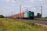 185-CL 006 (185 506-3) Captrain Deutschland GmbH fr ITL - Eisenbahngesellschaft mbH mit einem Containerzug in Vietznitz und fuhr in Richtung Nauen weiter.