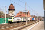 185 543-6 & 185 548-5 ITL - Eisenbahngesellschaft mbH mit einem Containerzug in Rathenow und fuhren weiter in Richtung Stendal.
