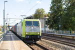 185 541-0 ITL Eisenbahn GmbH mit einem Containerzug in Friesack und fuhr nach einer Überholung von DB Fernverker weiter in Richtung Wittenberge. 06.09.2019