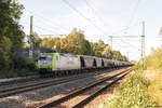 185 543-6 ITL - Eisenbahngesellschaft mbH mit einem Getreidezug in Friesack und fuhr weiter in Richtung Nauen.