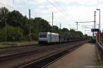 185 684-8 Railpool GmbH für RTB Cargo - Rurtalbahn Cargo GmbH mit einem leeren Autotransportzug in Niederndodeleben und fuhr in Richtung Braunschweig weiter. 12.08.2014