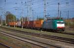 E 186 127 Alpha Trains fr ITL Eisenbahn GmbH mit einem Containerzug in Stendal. 27.04.2012
