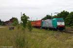 E 186 242-4 ITL Eisenbahn GmbH mit einem Containerzug in Demker und fuhr in Richtung Stendal weiter. 15.06.2012